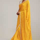 Gold Yellow Silk Crafted Saree