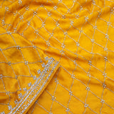 Gold Yellow Silk Crafted Saree