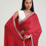 Arsenal Red Silk Crafted Saree