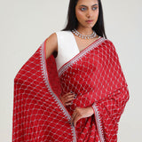 Arsenal Red Silk Crafted Saree