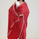 Arsenal Red Silk Crafted Saree