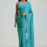 Bondi Blue Silk Crafted Saree