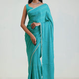 Bondi Blue Silk Crafted Saree