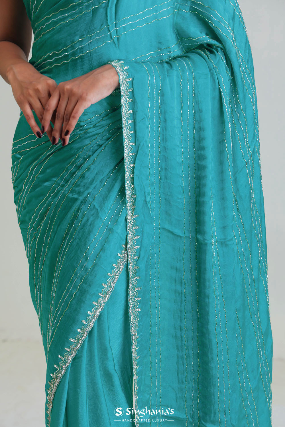 Bondi Blue Silk Crafted Saree