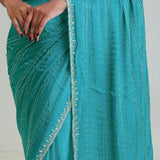 Bondi Blue Silk Crafted Saree