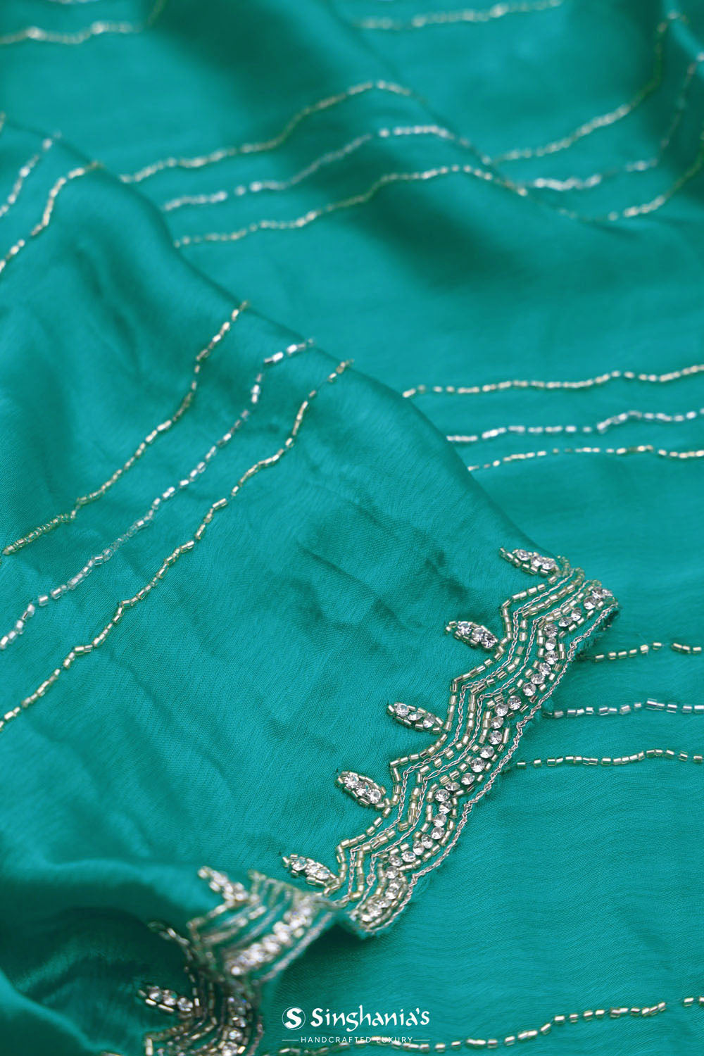 Bondi Blue Silk Crafted Saree