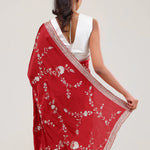 Deep Red Silk Crafted Saree