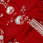 Deep Red Silk Crafted Saree