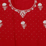 Deep Red Silk Crafted Saree