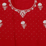 Deep Red Silk Crafted Saree