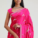 Bright Pink Silk Arch Crafted Saree