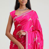 Bright Pink Silk Arch Crafted Saree