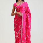Bright Pink Silk Arch Crafted Saree