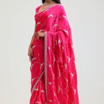 Bright Pink Silk Arch Crafted Saree