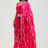 Bright Pink Silk Arch Crafted Saree