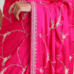 Bright Pink Silk Arch Crafted Saree