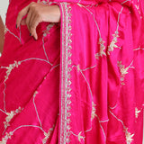 Bright Pink Silk Arch Crafted Saree