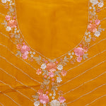Amber Yellow Crafted Jaali Organza Saree