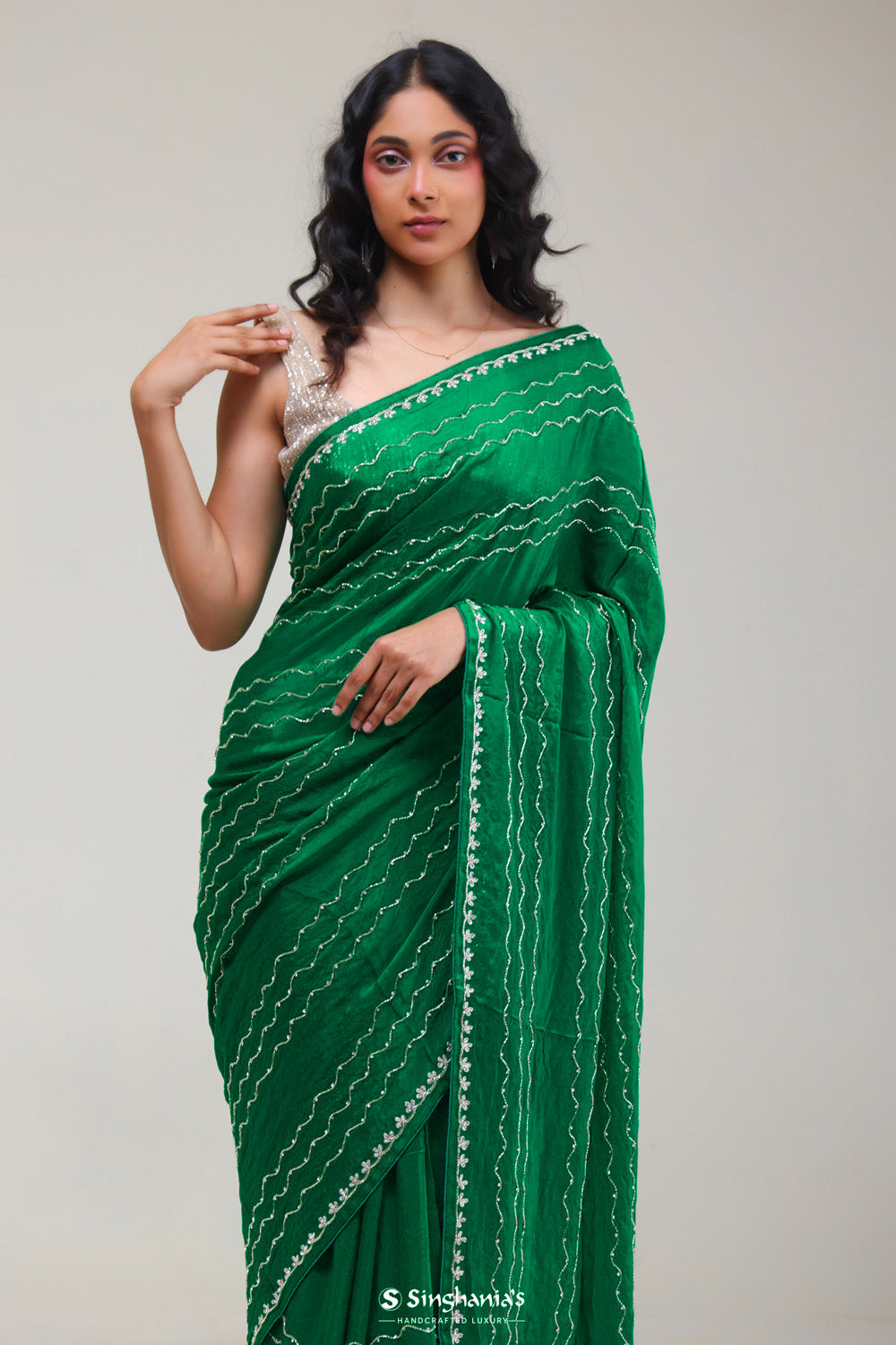 Castleton Green Silk Handcrafted Saree