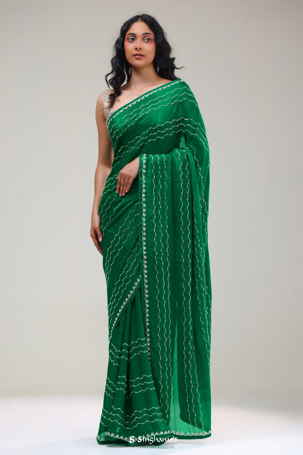 Castleton Green Silk Handcrafted Saree