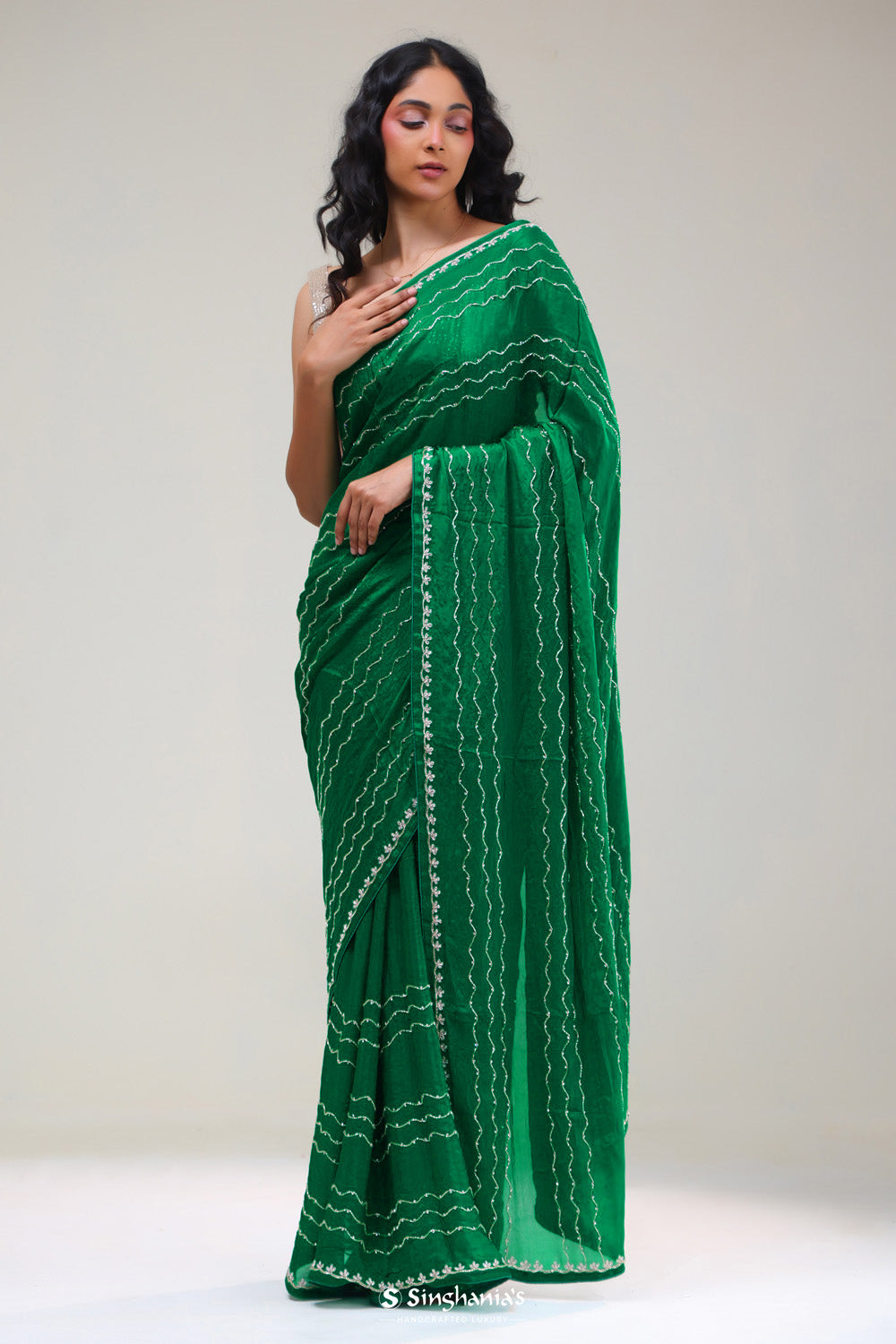 Castleton Green Silk Handcrafted Saree