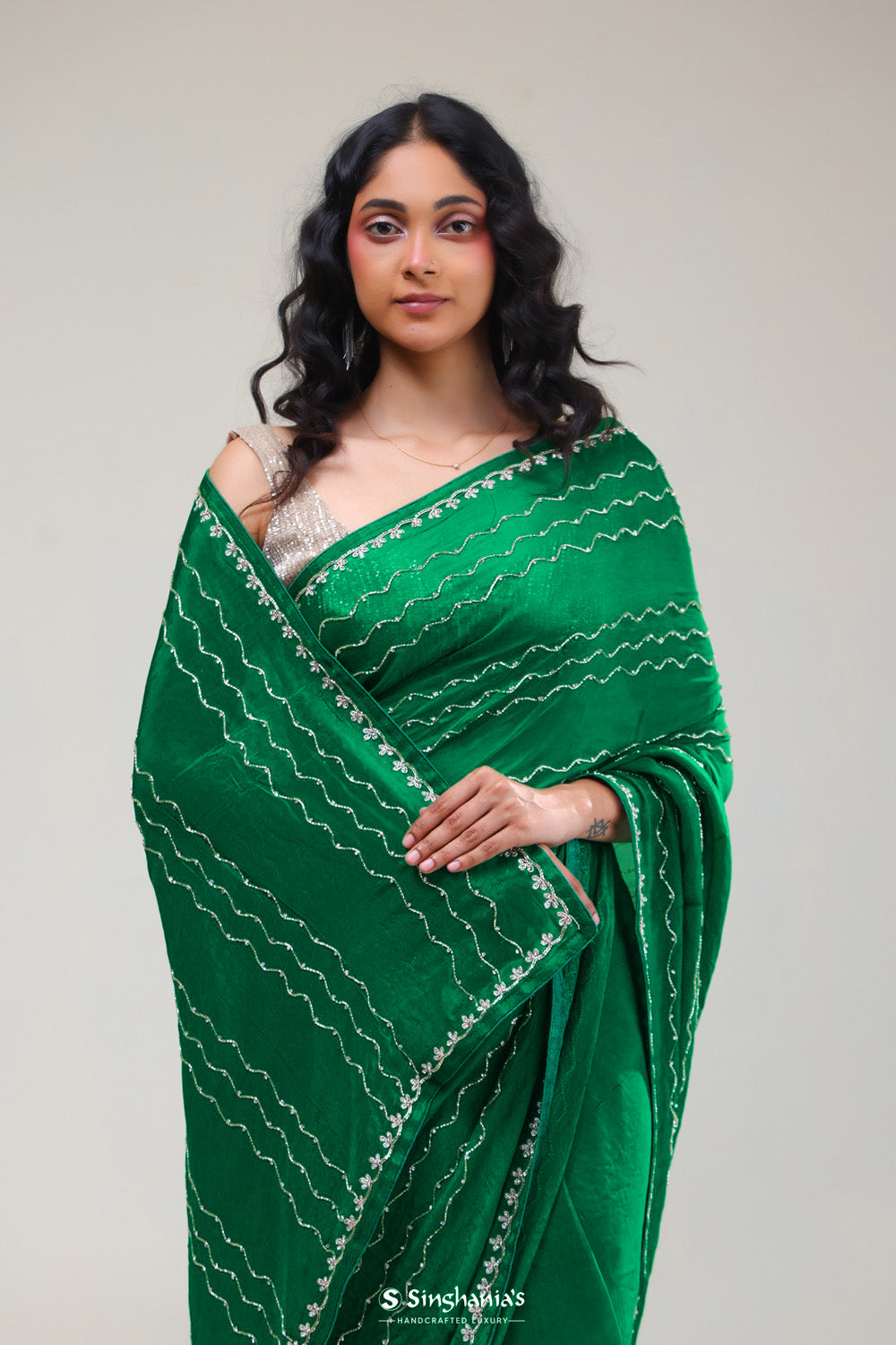 Castleton Green Silk Handcrafted Saree