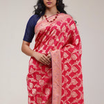 Cardinals Red Silk Handcrafted Saree