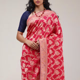 Cardinals Red Silk Handcrafted Saree