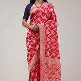 Cardinals Red Silk Handcrafted Saree