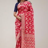 Cardinals Red Silk Handcrafted Saree
