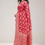 Cardinals Red Silk Handcrafted Saree