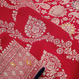 Cardinals Red Silk Handcrafted Saree