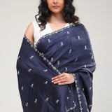 Deep Blue Handcrafted Tissue Saree