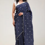 Deep Blue Handcrafted Tissue Saree