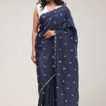 Deep Blue Handcrafted Tissue Saree