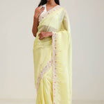 Lemon Yellow Crafted Tissue Saree