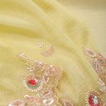 Lemon Yellow Crafted Tissue Saree