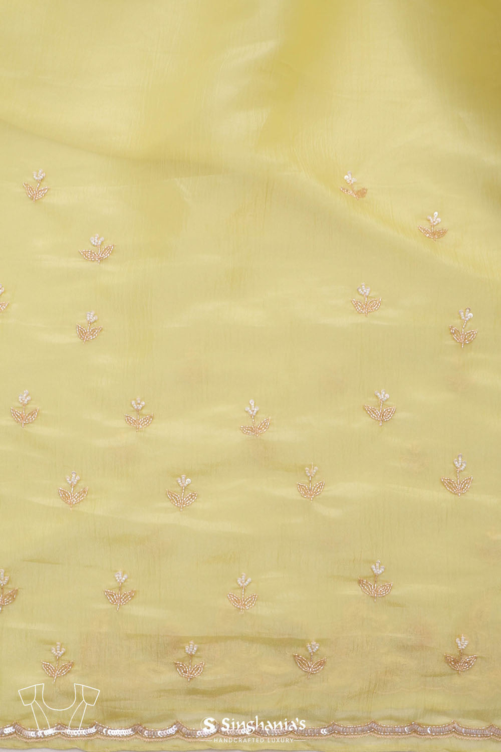 Lemon Yellow Crafted Tissue Saree