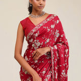 Chilli Red Silk Crafted Saree