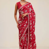Chilli Red Silk Crafted Saree