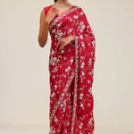 Chilli Red Silk Crafted Saree