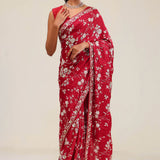 Chilli Red Silk Crafted Saree
