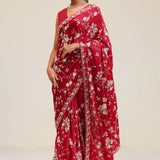 Chilli Red Silk Crafted Saree