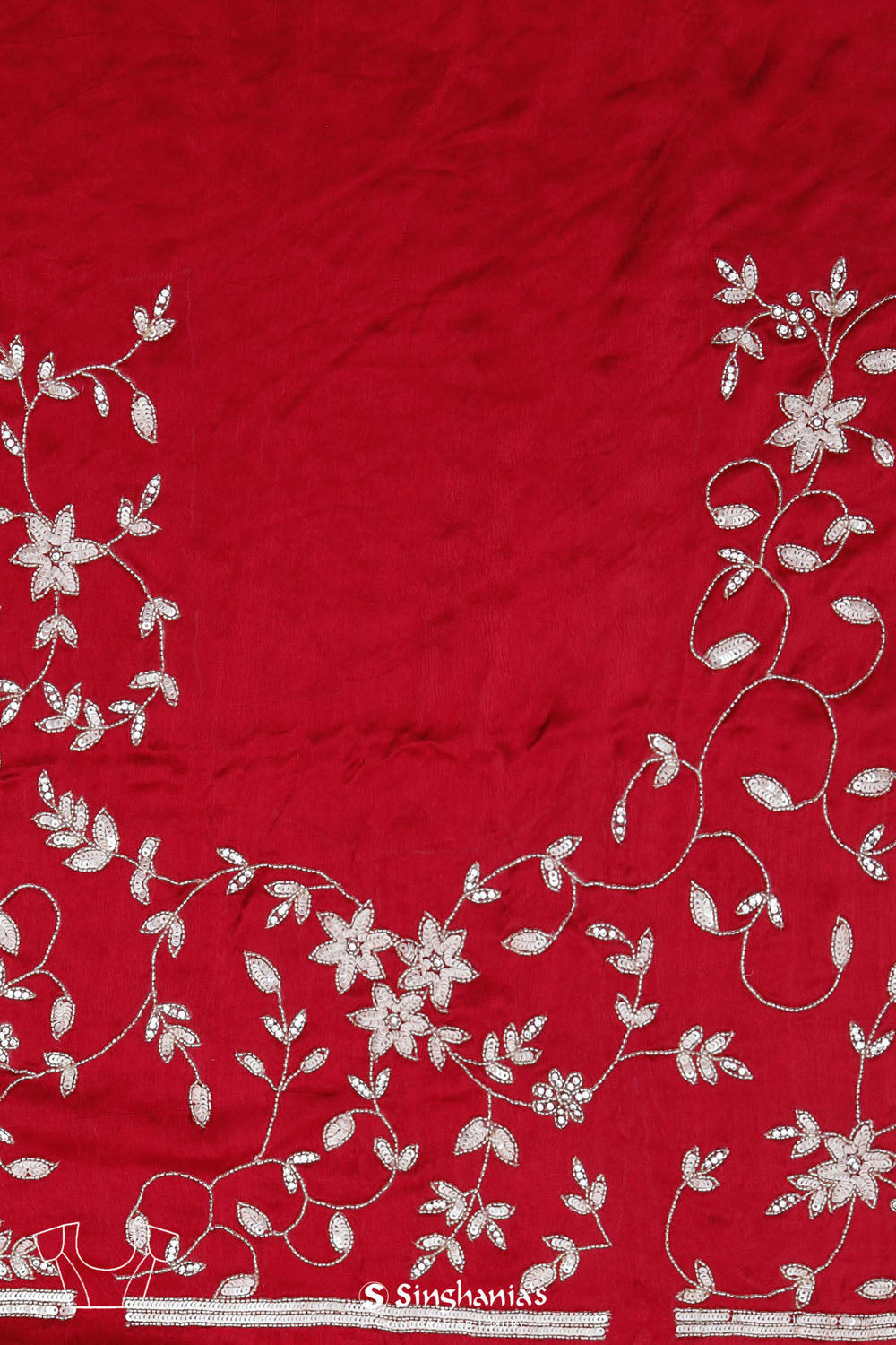Chilli Red Silk Crafted Saree