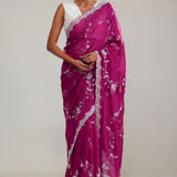 Cardinal Purple Crafted Organza Saree