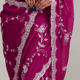 Cardinal Purple Crafted Organza Saree