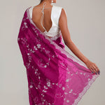 Cardinal Purple Crafted Organza Saree