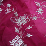 Cardinal Purple Crafted Organza Saree