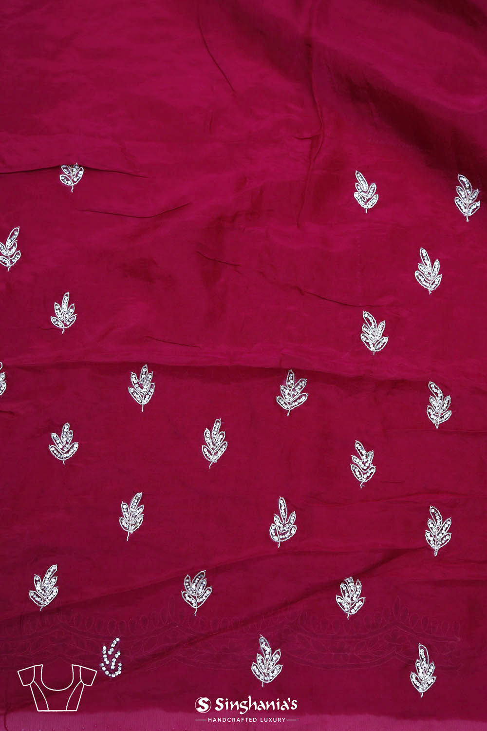 Cardinal Purple Crafted Organza Saree