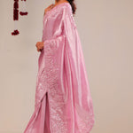 Valentine Pink Tissue Handcrafted Saree